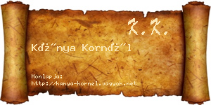 Kánya Kornél névjegykártya